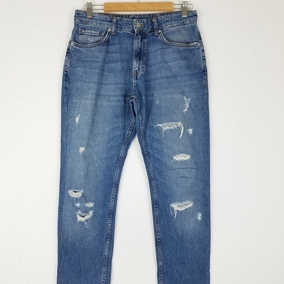 Beymen Club Blue Distressed Tapered Leg Jeans Size 32 - Picture 7 of 12